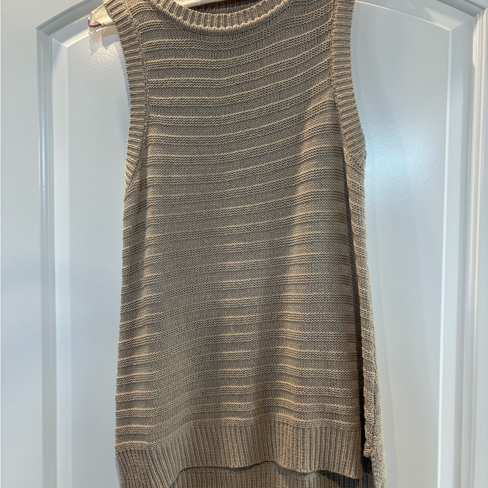 Tan Sleeveless Knit Sweater Top